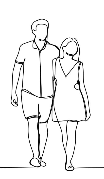 a sketch of a couple walking in the night – khakiout