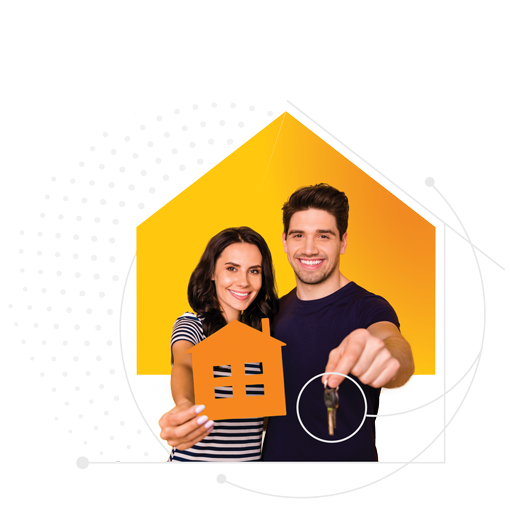 happy couple buying a new home